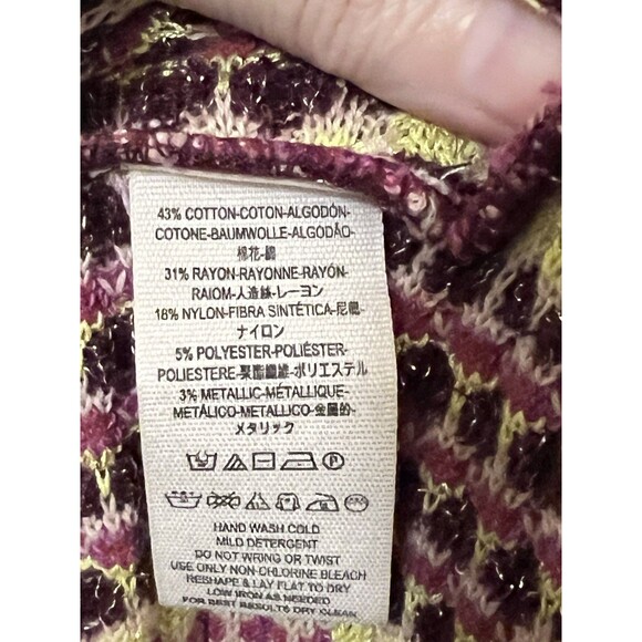 FREE PEOPLE Striped Purple Yellow Metallic Into You Sweater Dress Boho Retro XS - Picture 8 of 8